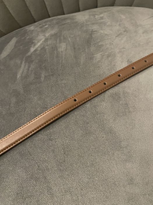 Brązowy pasek do spodni damski cienki skórzany długość 103 cm