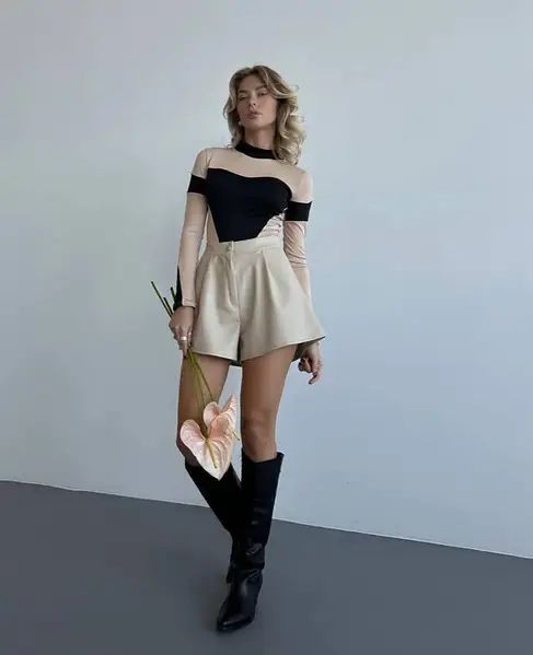 Шкіряні шорти юбка шорти спідниця під ботфорти