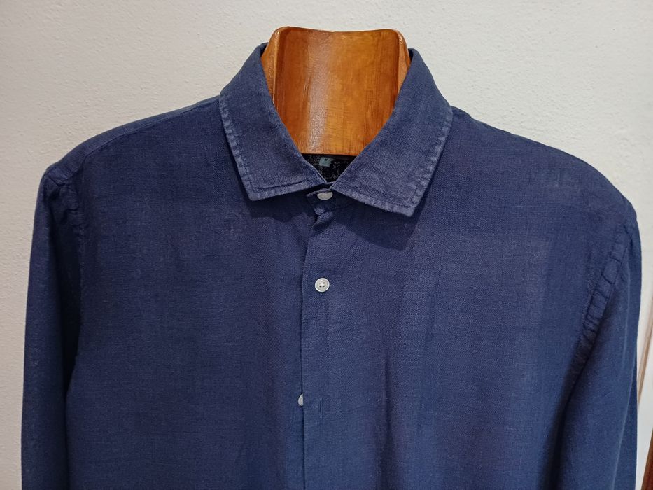 Camisa Azul Marinho 100% Linho Mr. Blue Mark Bellucci M