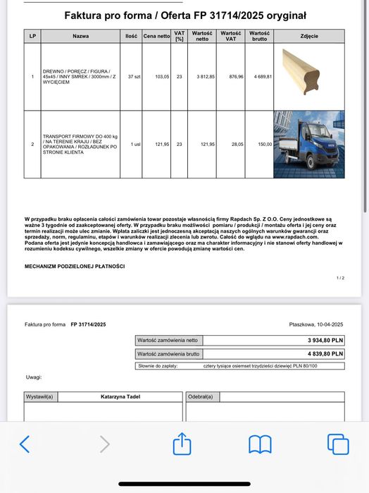 Sprzedam nowe poręcze drewniane sosna