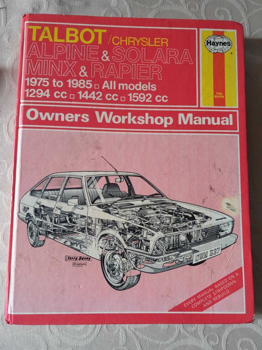 Manual  Haynes para Talbot / chrysler,  Alpine e Solara, minx e Rapier