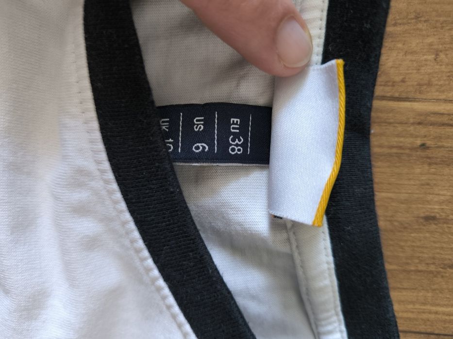 Ellesse t-shirt damski 38 biały wyszywany top lato bawełna