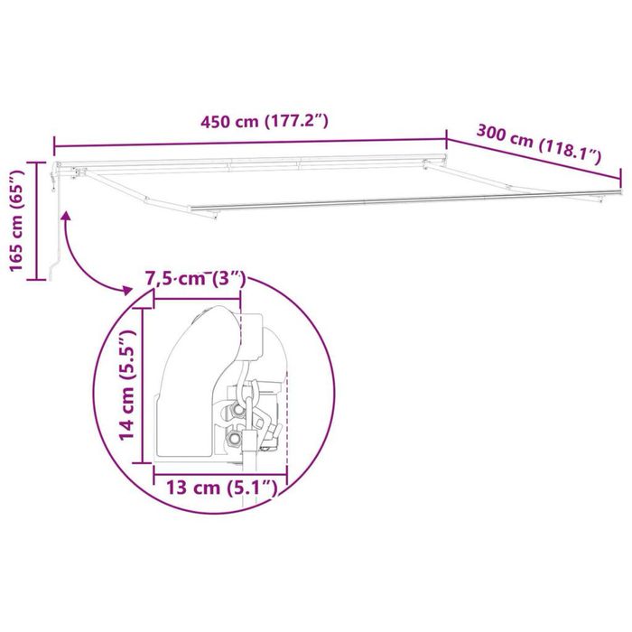Automatyczna chowana markiza vidaXL Biała 450x300 cm