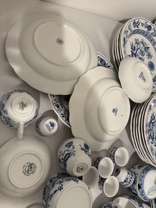 Duży serwis zwiebelmuster wzór  cebulowy