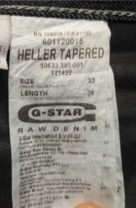 R) G-star Raw Heller Tapered męskie spodnie jeansowe Roz.33/36