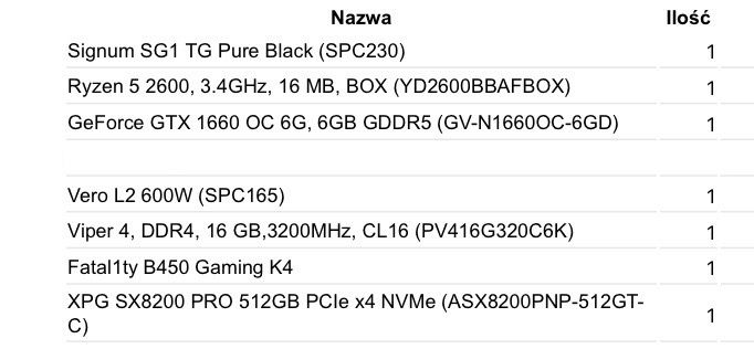 Komputer gamingowy [Ryzen 5 2600/GTX 1660 OC 6GB] + TV