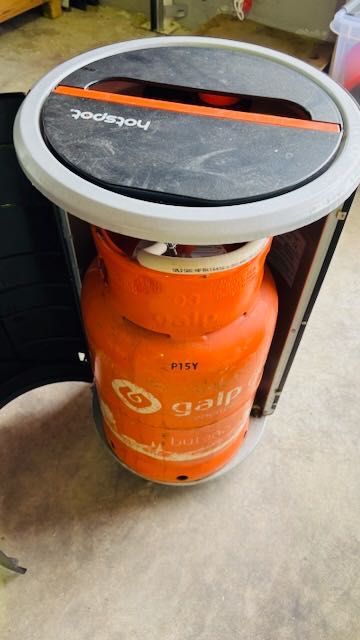 Aquecedor a gás “Hotspot” com garrafa – pouco uso
