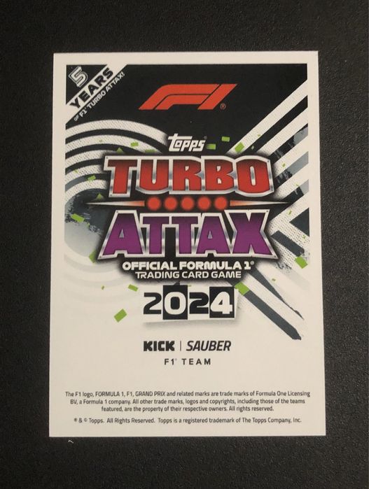 Zhou Guanyu 2024 Topps Turbo Attax Yellow Canary LE 25