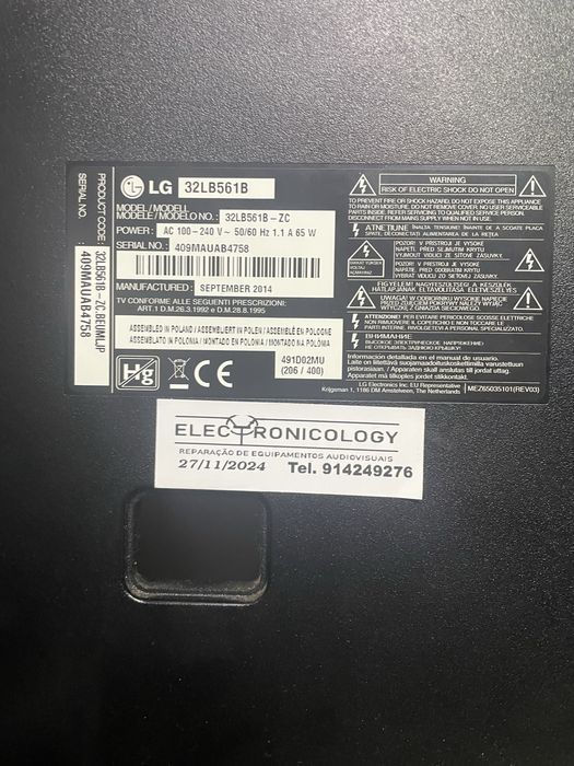 Placa de alimentaçao TV LG 32LB561B