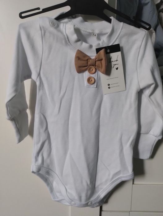 Elegancki komplecik na chrzest dla chłopca rozmiar  74