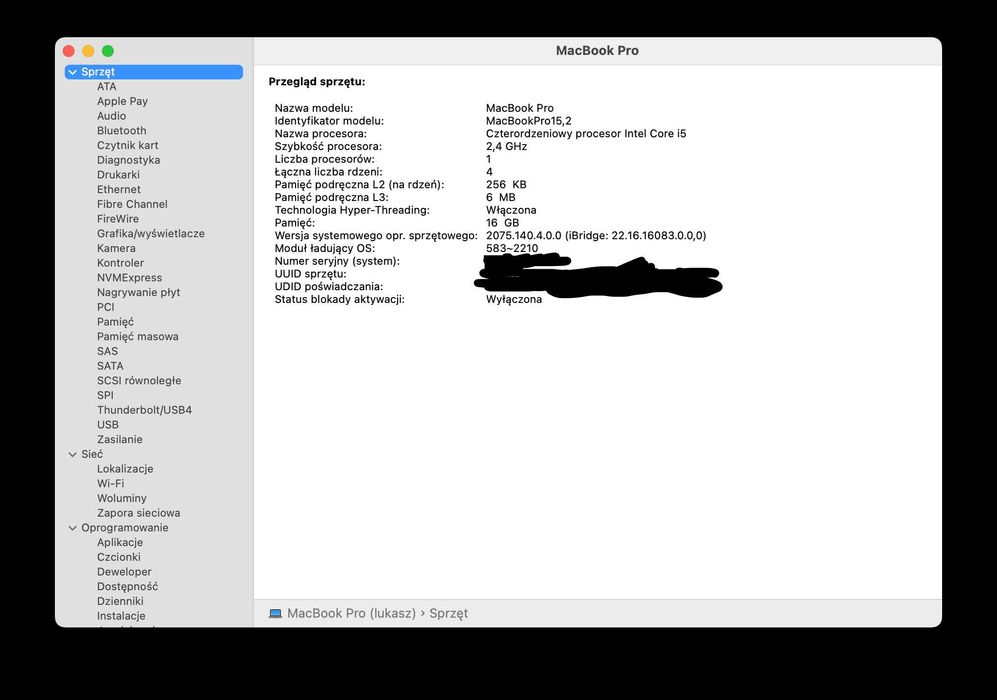 MacBook Pro 13” 2019 i5 2.4GHz 16GB 256GB Space Gray | komplet