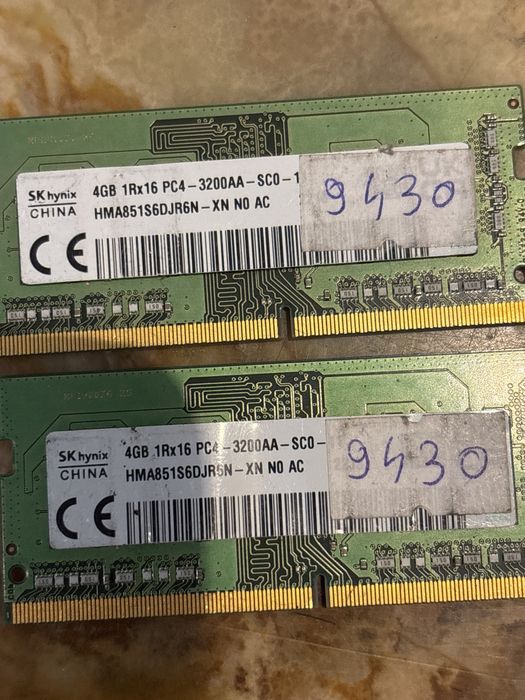2 x 4GB ram sodimm pc4 3200AA ram 8GB