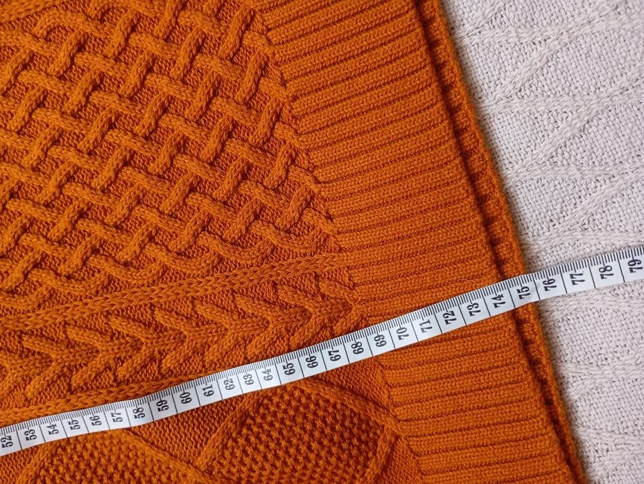 Primark L-XL jaskrawy pomarańczowy NOWY sweter bawełniany warkocze