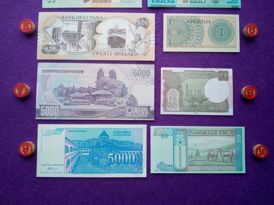 Lote de 10 notas diferentes * 10 países * Notas Genuínas