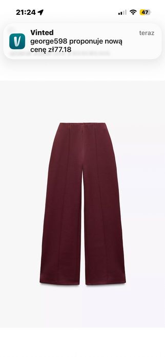 Spodnie dresowe burgund Zara Xs