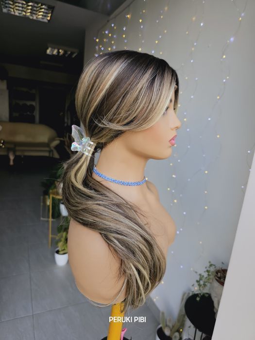 Długa peruka blond brąz baleyage 3D Kimll naturalna fryzura