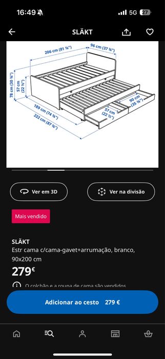 Cama de solteiro ikea