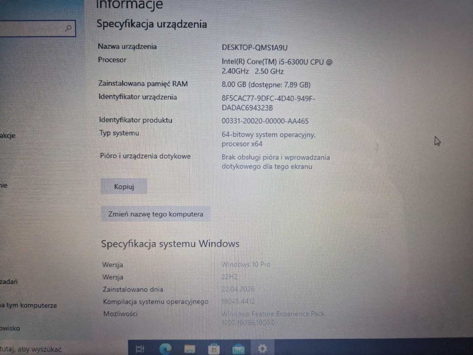 Pancerny Dell Latitude 14 Rugged 5414 i5 / 8GB RAM / 128 GB SSD / Windows 10 Pro / HD / RS‑232, VGA, CD/DVD