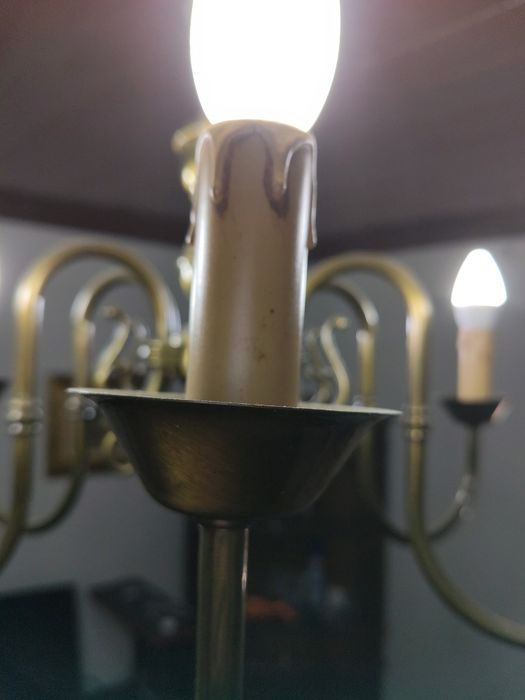 Candeeiro de Teto Clássico / Lustre de Latão Escovado (6 Braços)