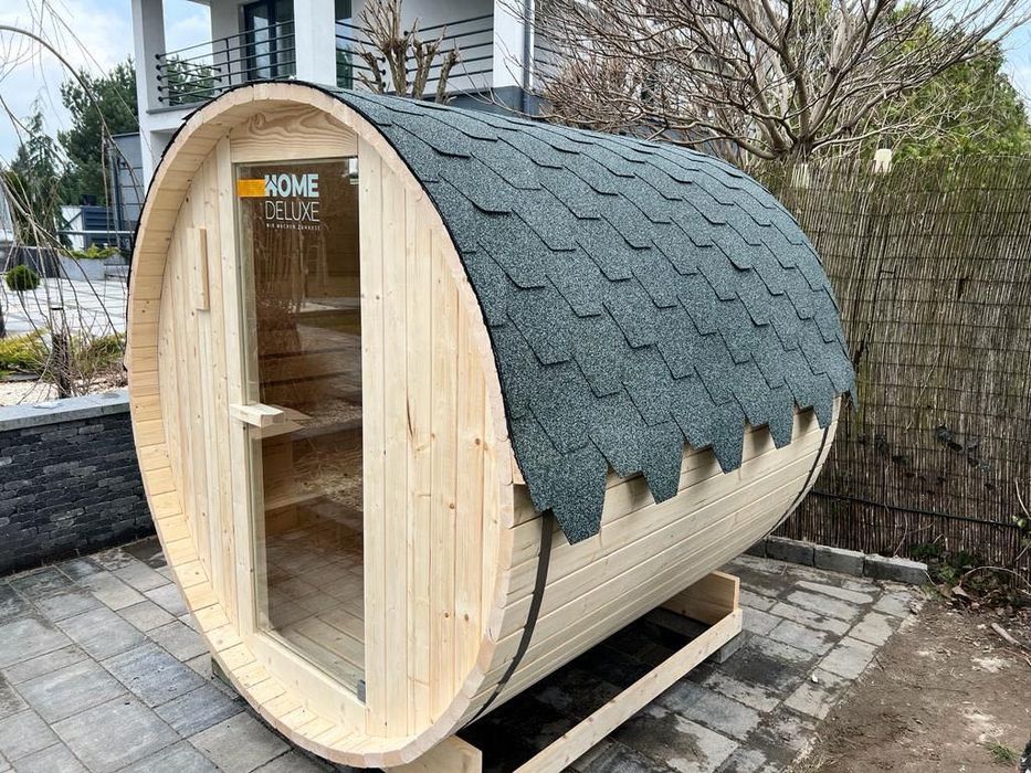 Sauna zewnętrzna beczkowa Lahti L HomeDeluxe SUPER CENA!