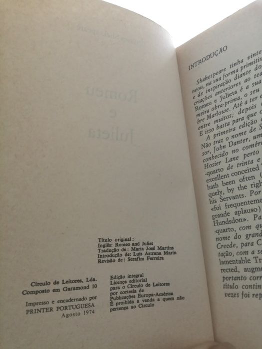 Romeu E Julieta, círculo dos Leitores