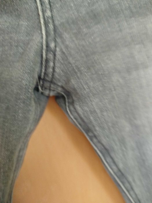Jeansy z długim stanem stalowy kolor