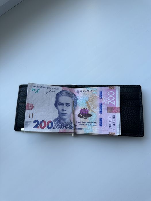 Новий шкіряний затискач для грошей BRETTON Black Edition