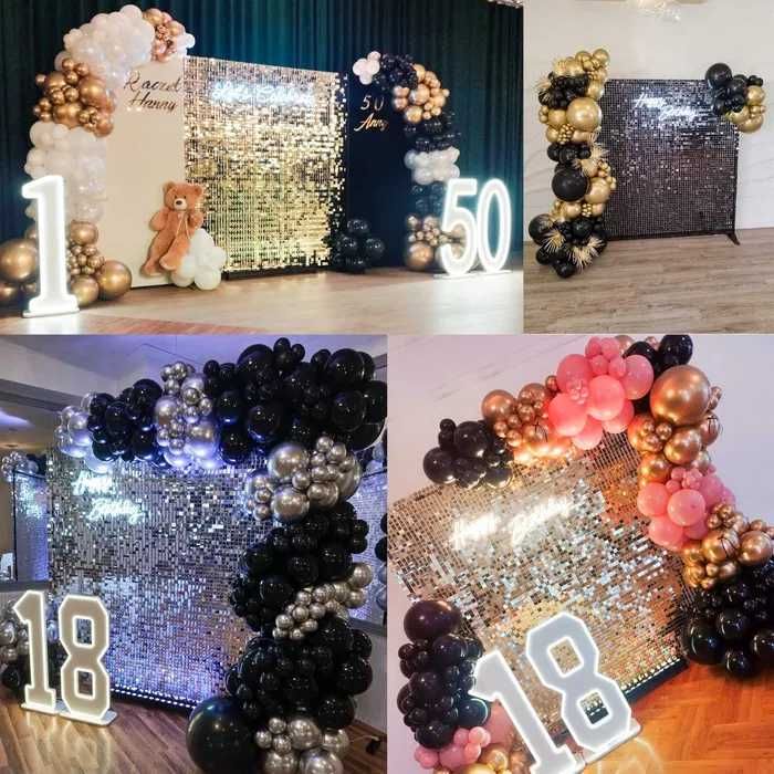 Ścianki balonowe, dekoracje balonowe, girlandy, cyfry LED