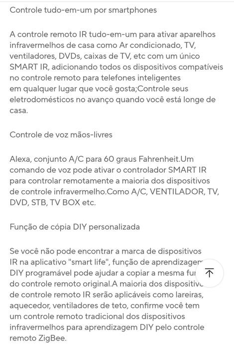 Controle remoto WIFI Infravermelho + RF