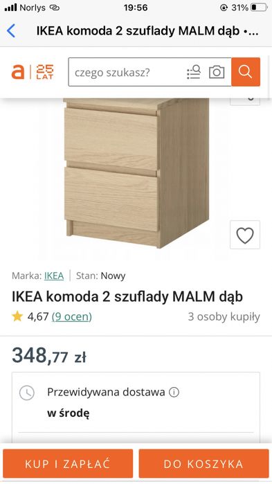 Szafka nocna Ikea Malm