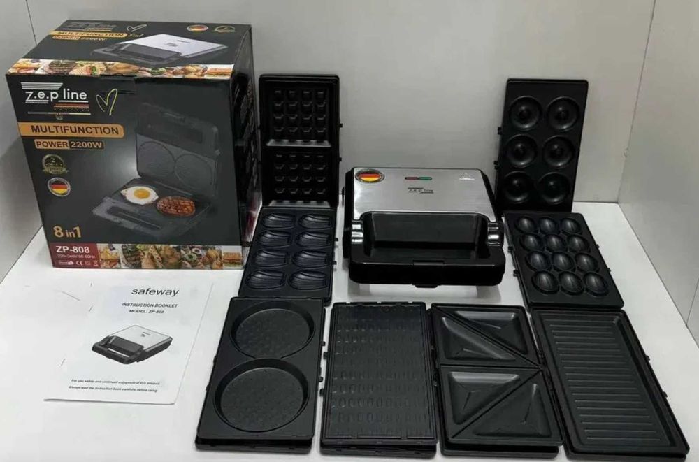 ‼️ НЕМЕЦКАЯ Вафельница мультимейкер орешница гриль 8в1 Zepline ZP-808 2200W