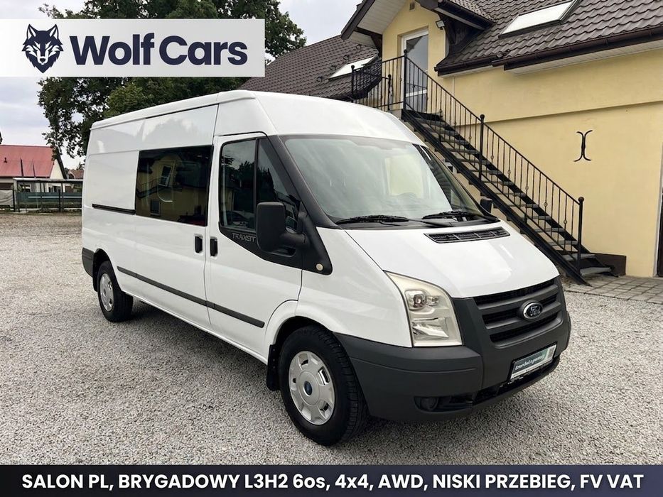 Ford Transit Furgon Brygadowy Doka 6 os. 4x4 AWD L3H2 2.4 TDCI 140KM MT6  Salon Polska, Pierwszy właściciel, Serwisowany, FV Vat 23%