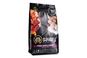 2кг Корм для стерилізованих котів Savory Adult Cat Sterilized Lamb