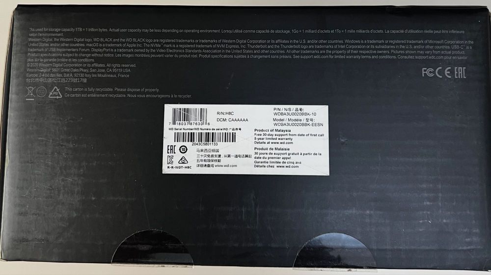 Docking Station WD Thunderbolt 2T SSD - como nova