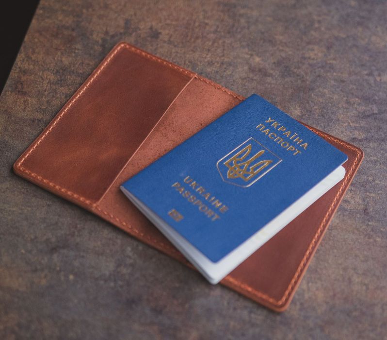 Кожаная обложка на украинский и загранпаспорт, обкладинка на паспорт