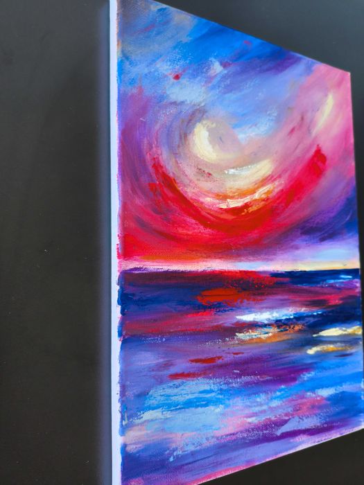 Abstrakcja Morze i Niebo Komplet 2 Obrazów Zachód Słońca 35x50
