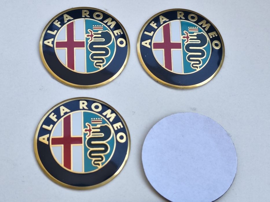4 Emblemas Jante Alfa Romeo 50mm 56mm Autocolantes Centro Roda Preto Vermelho Clássico Giulia Giulietta Novo