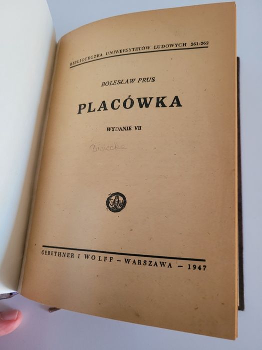 PLACÓWKA – Bolesław Prus | 1947 | Oprawa introligatorska