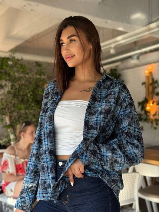 Стильна фланелева сорочка оверсайз