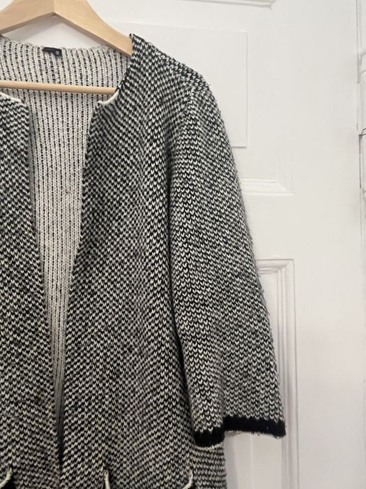 Długi kardigan Bonprix czarno-biały melanż 36/38