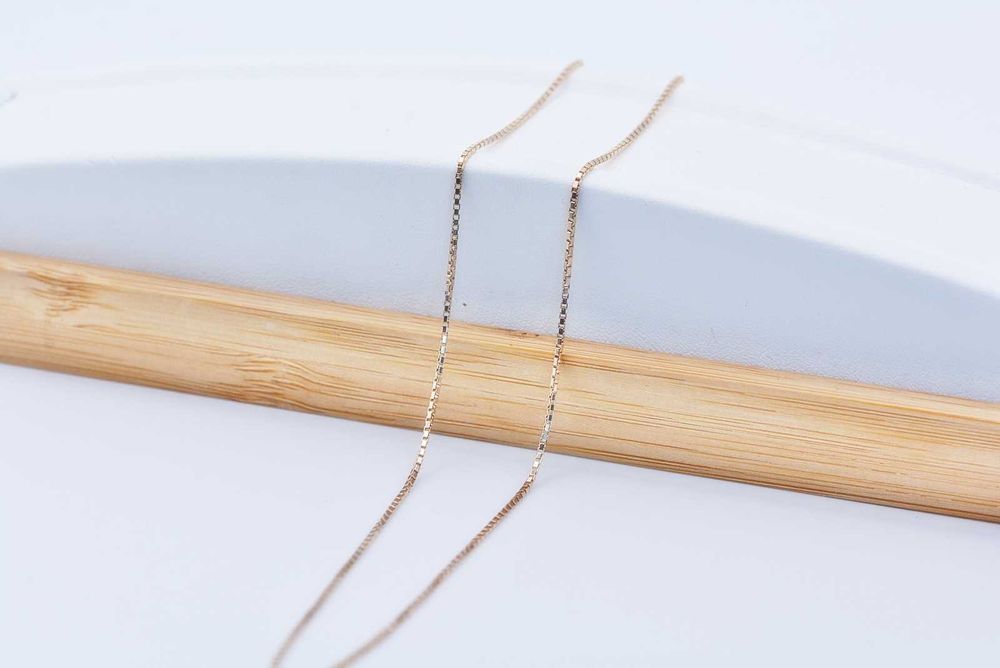 ZB097 Krótki złoty łańcuszek splot kostka pod szyję 41 cm DO ZAWIESZKI