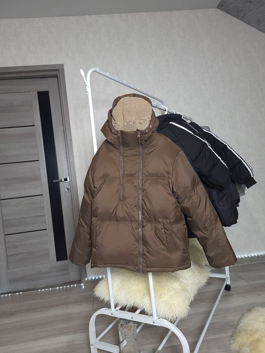 трендова, об'ємна,шоколадна куртка оверсайз для дівчинки