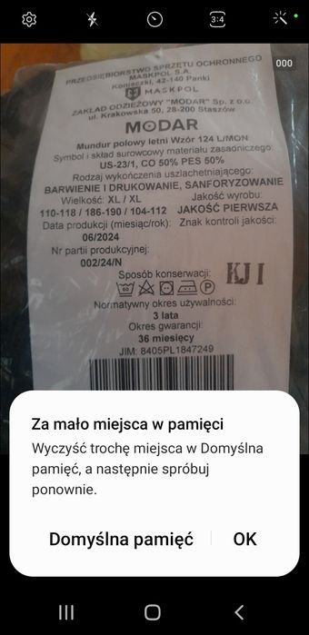 Mundur polowy letni 124L ,rozmiar XL/XL