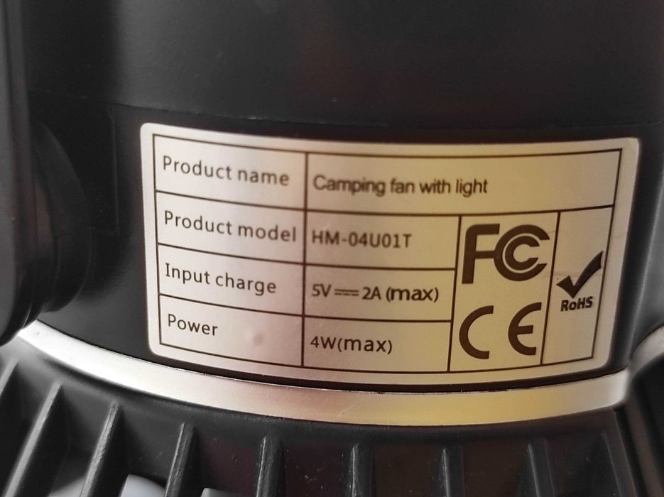 Wiatrak lampa kemping solar LED  powerbank 4 tryby światło LED/wiatrak