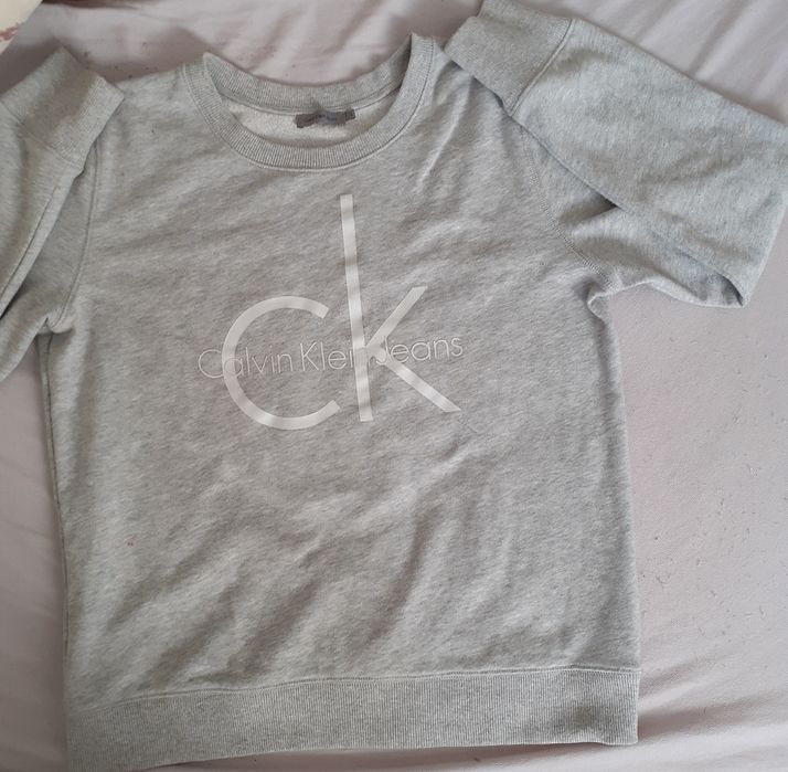 Szara klasyczna bluza Calvin Klein Jeans r.L  logo crewneck