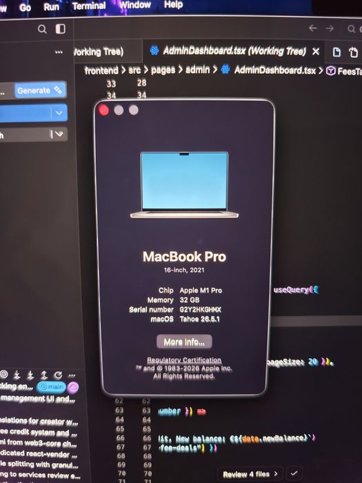 Apple Macbook Pro M1 Pro 16" 2021 32GB/512GB como novo