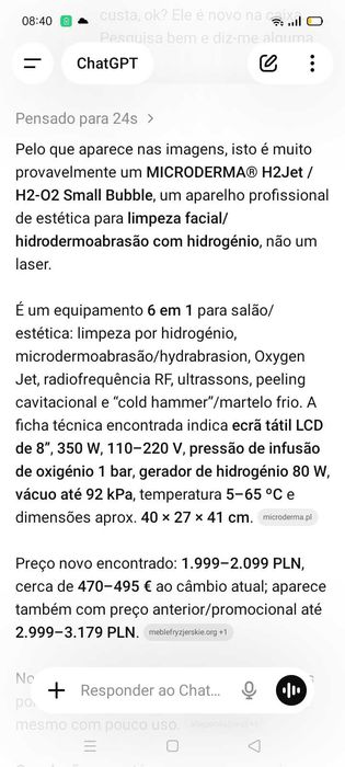 Máquina estética 299€. Oportunidade