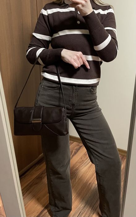 Стильний набір, костюм, коричневі джинси кофта