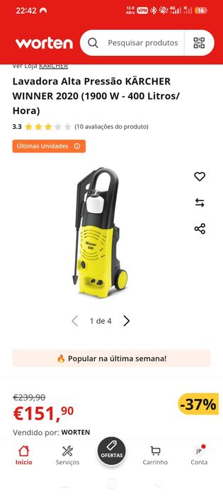 Lavadora Alta Pressão SELADA -  KÄRCHER WINNER 2020W