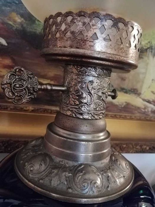 Candeeiro mesa em porcelana, base em bronze - anos 50